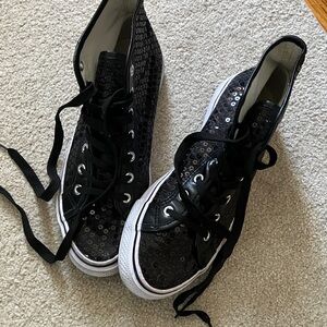 Balera Black Sequin High-Top Sneakers